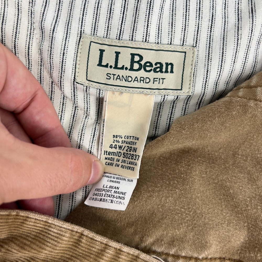 LL Bean Standard Fit Corduroy Pants Mens 44x29 Brown Stretch 502837 - Picture 8 of 8